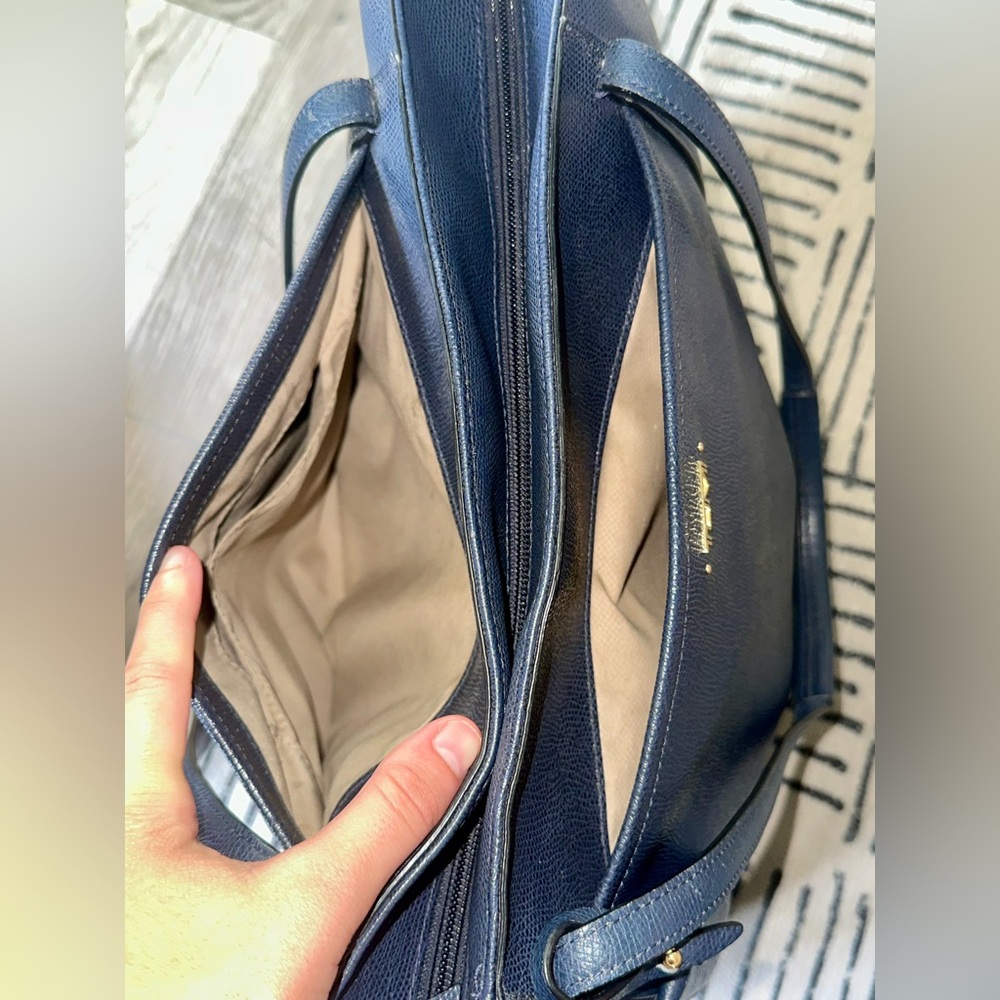 Tumi navy blue leather Sinclair tote bag - Picture 4 of 9